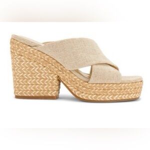 House of Harlow Crossover Strap Platform Heel Espadrille Sandals Size 8